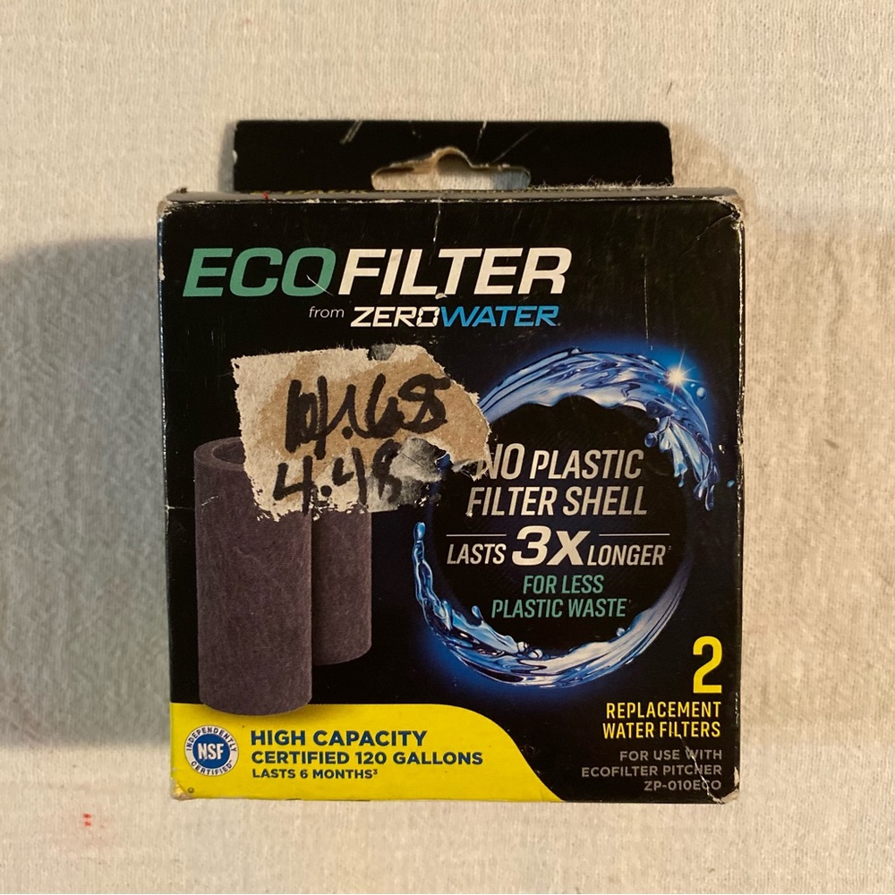 Eco Filter from Zero Water 2 Replacement Pitcher Water Filters ZP-010ECO